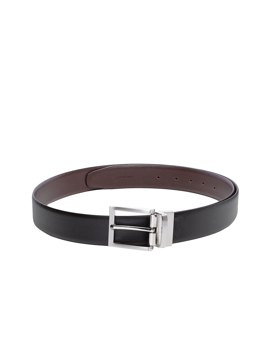 

WELBAWT Men Black Leather Reversible Textured Belt