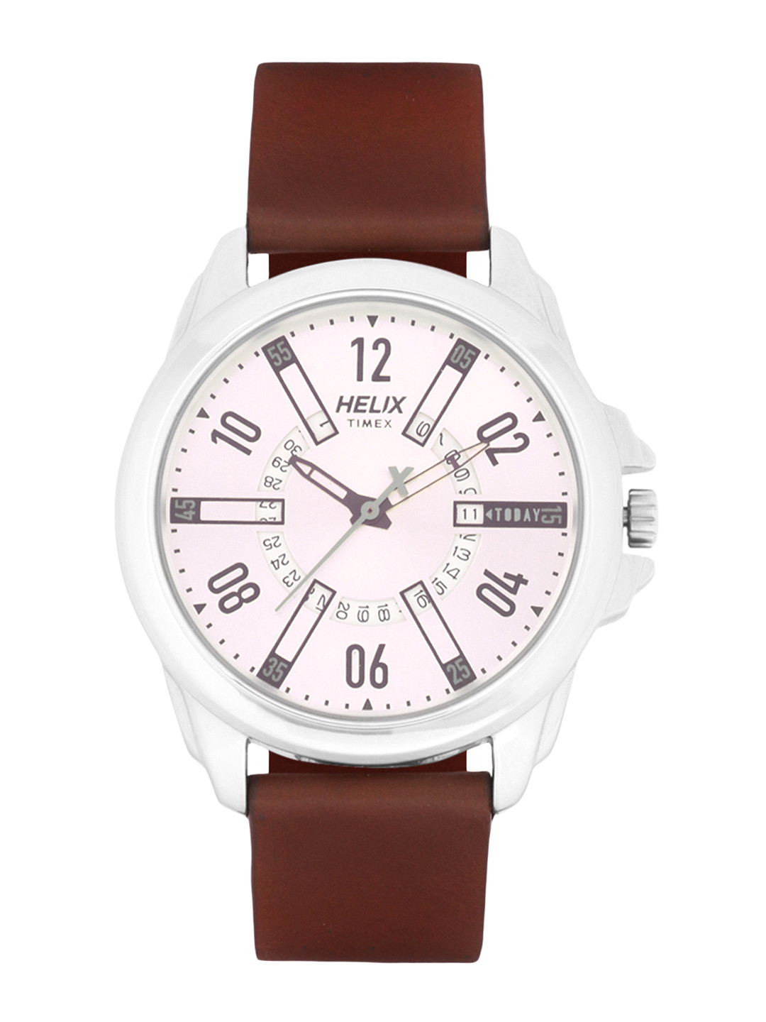 

Helix Men Silver-Toned Analogue Watch - TW032HG11, Brown