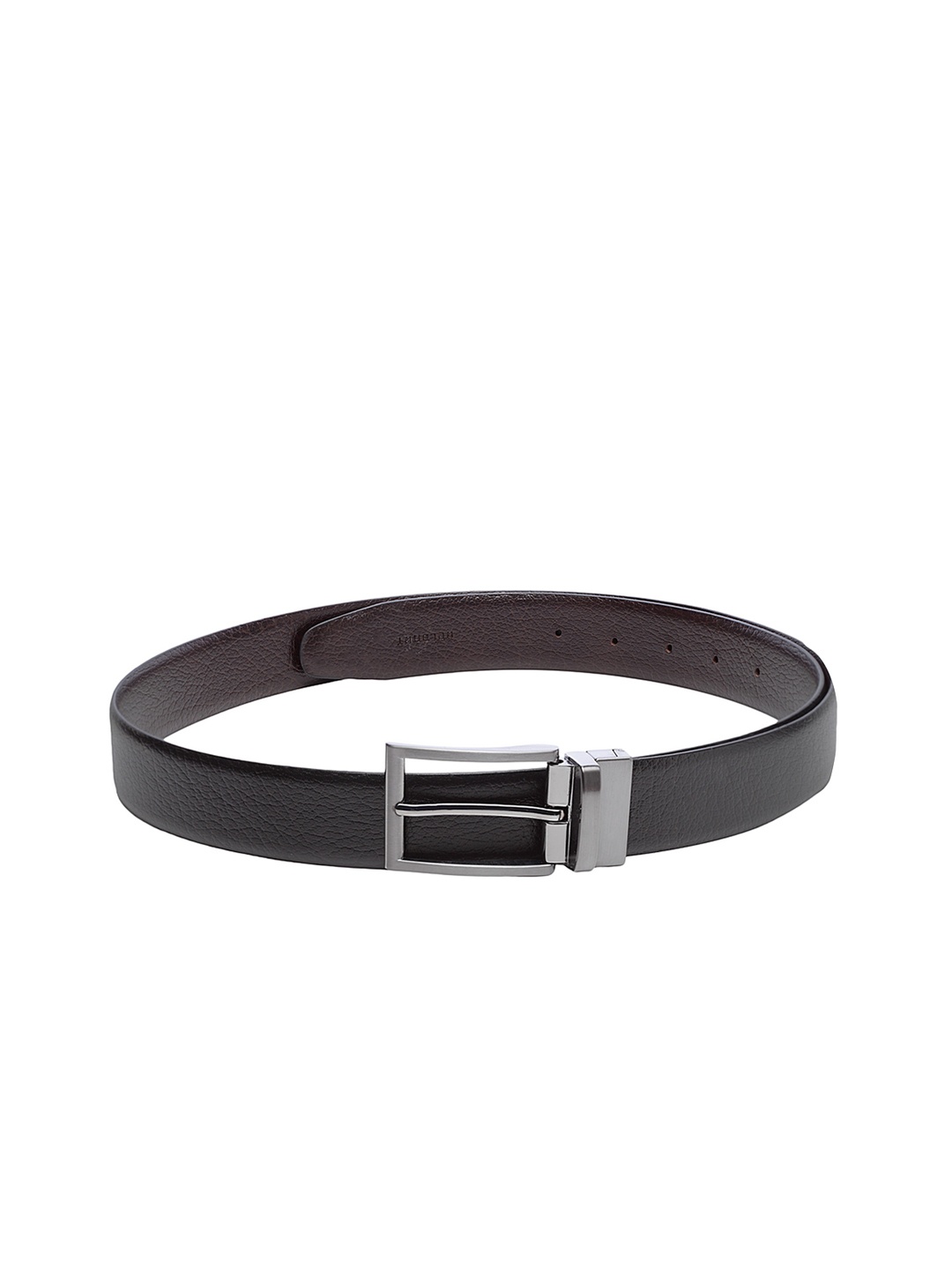 

WELBAWT Men Black Leather Reversible Textured Belt