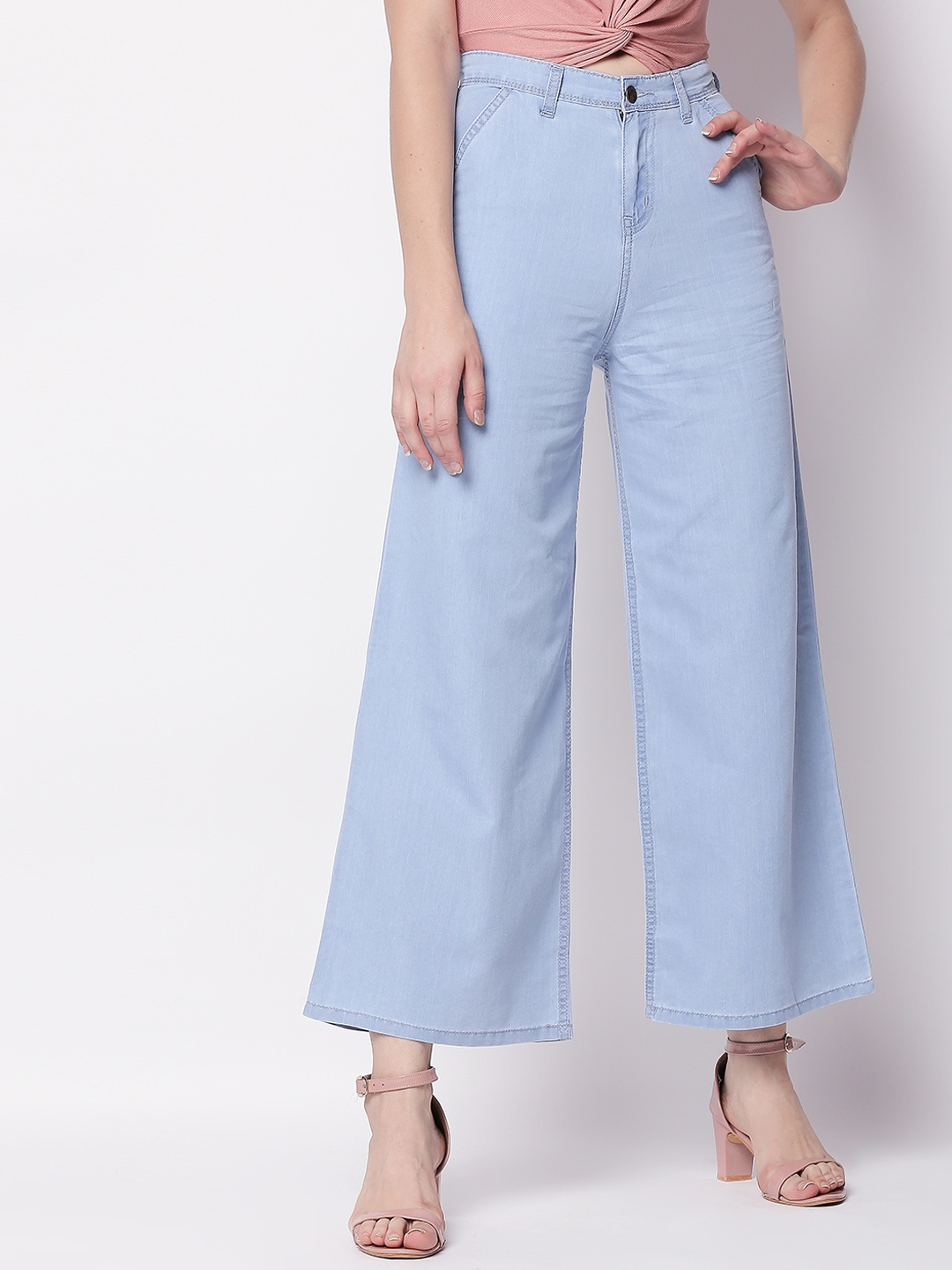 

High Star Women Blue Flared High-Rise Clean Look Jeans