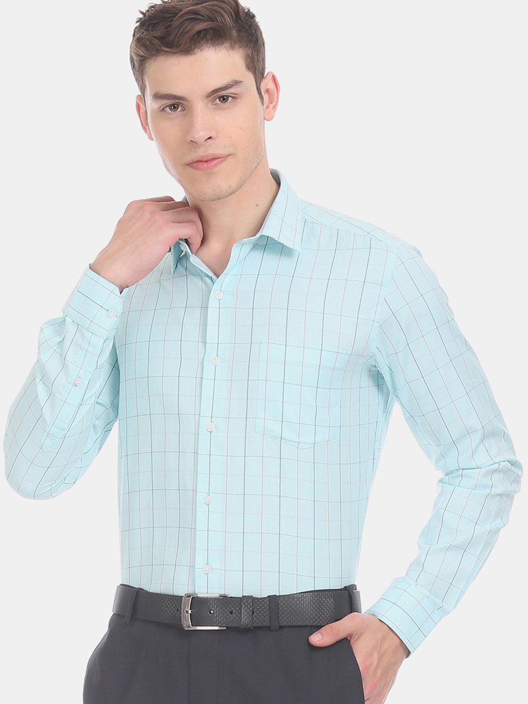 

Arrow Men Green Slim Fit Checked Formal Shirt