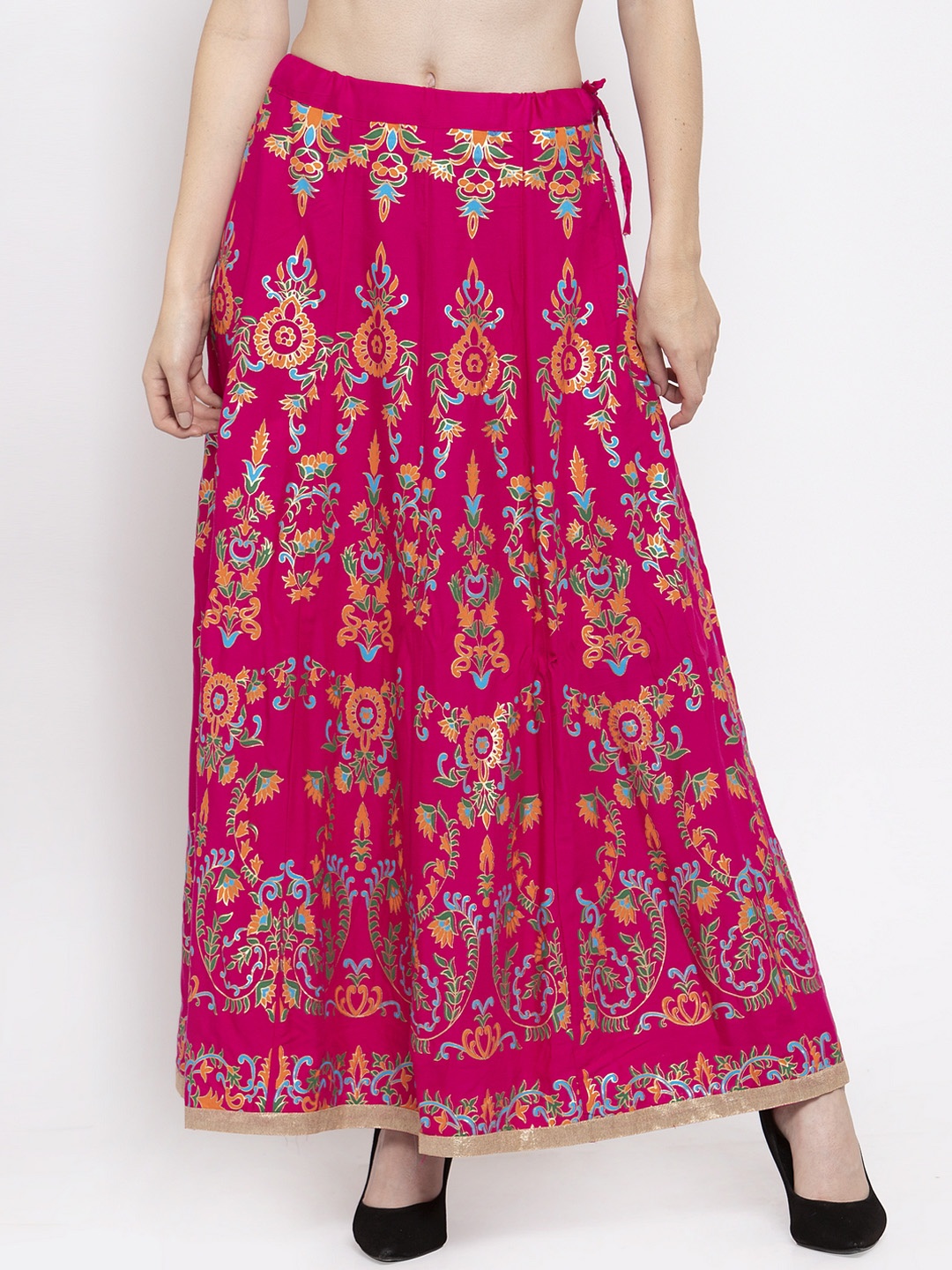 

Clora Creation Women Magenta & Orange Printed Flared Maxi Skirt