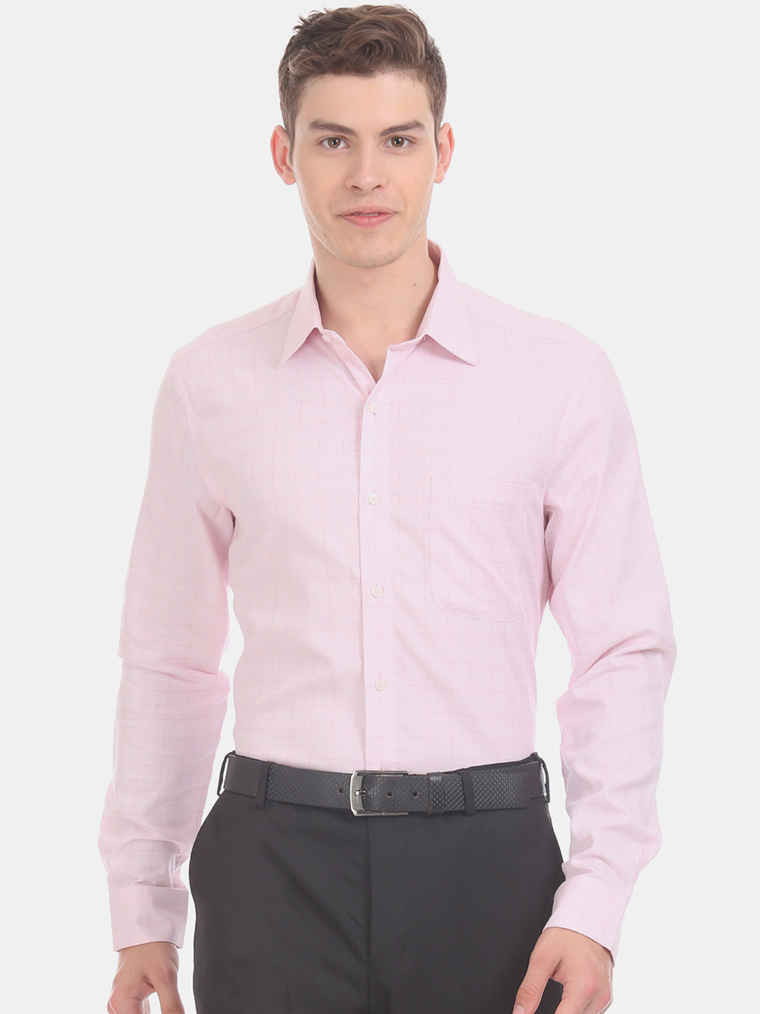 

Arrow Men Pink Slim Fit Checked Formal Shirt