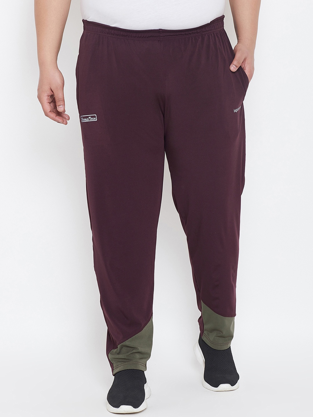 

bigbanana Plus Size Men Burgundy Solid Track Pants