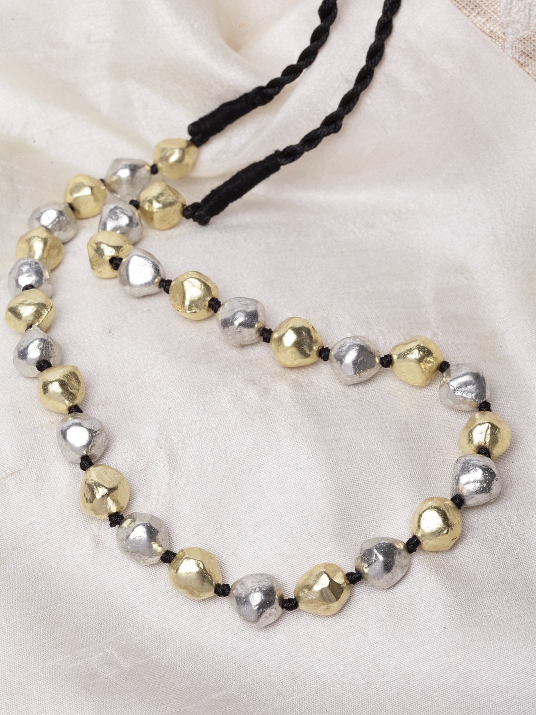 

Infuzze Silver-Toned & Gold-Toned Brass-Plated Oxidised Necklace