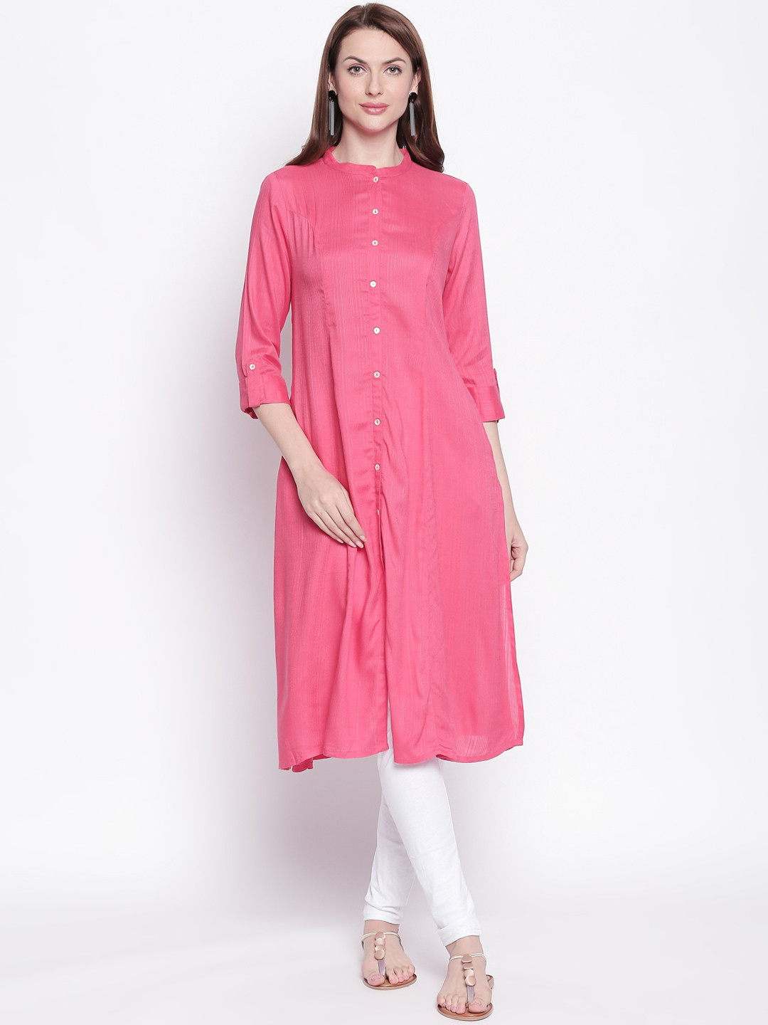 

RANGMANCH BY PANTALOONS Women Pink Solid Straight Kurta
