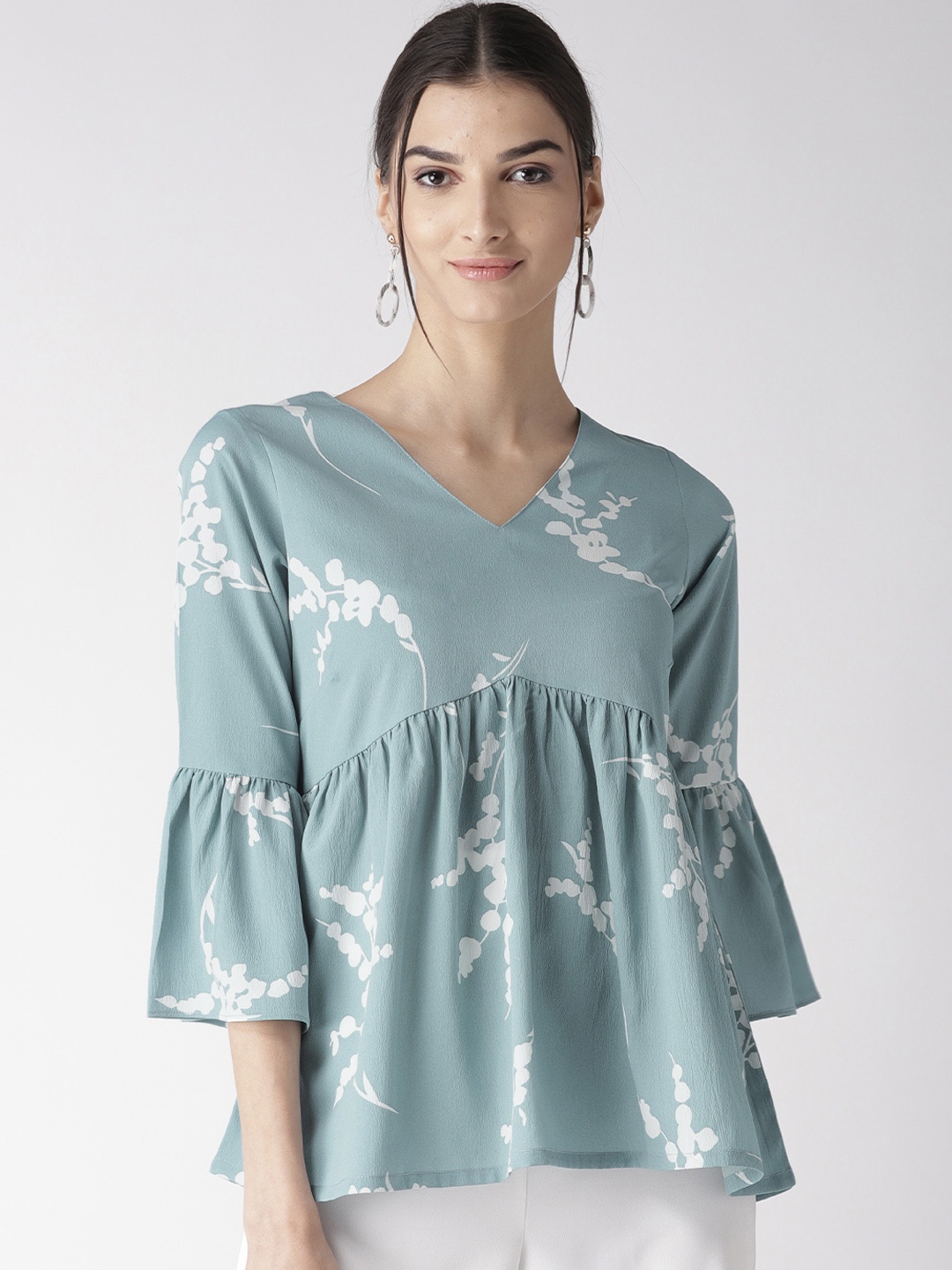 

plusS Women Blue Printed A-Line Top
