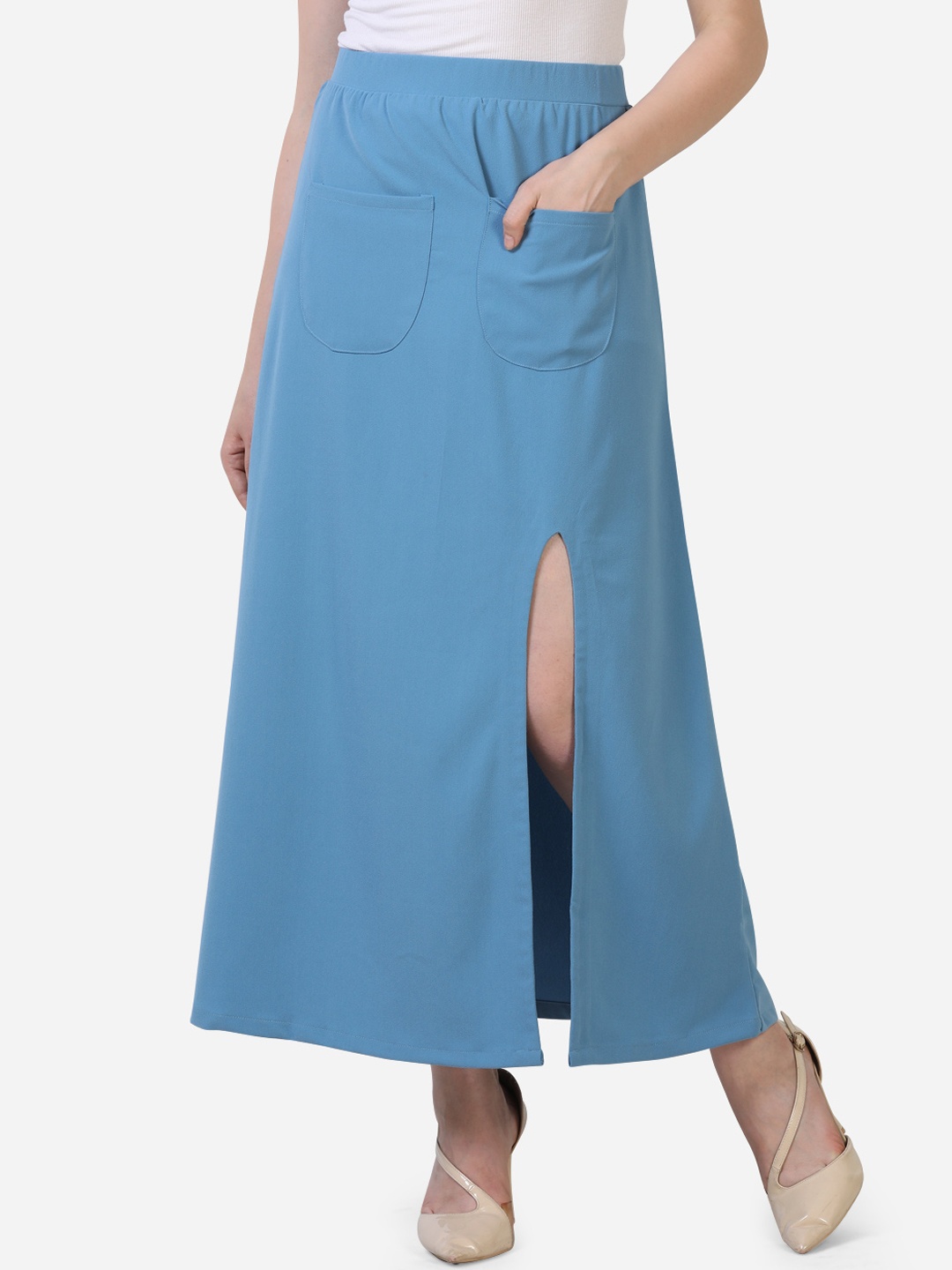 

Smarty Pants Women Blue Solid A-Line Maxi Skirt