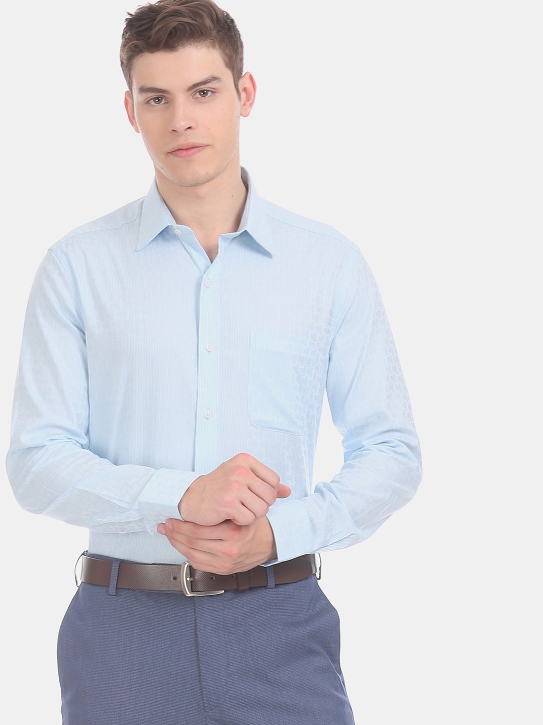 

Arrow Men Blue Slim Fit Striped Formal Shirt