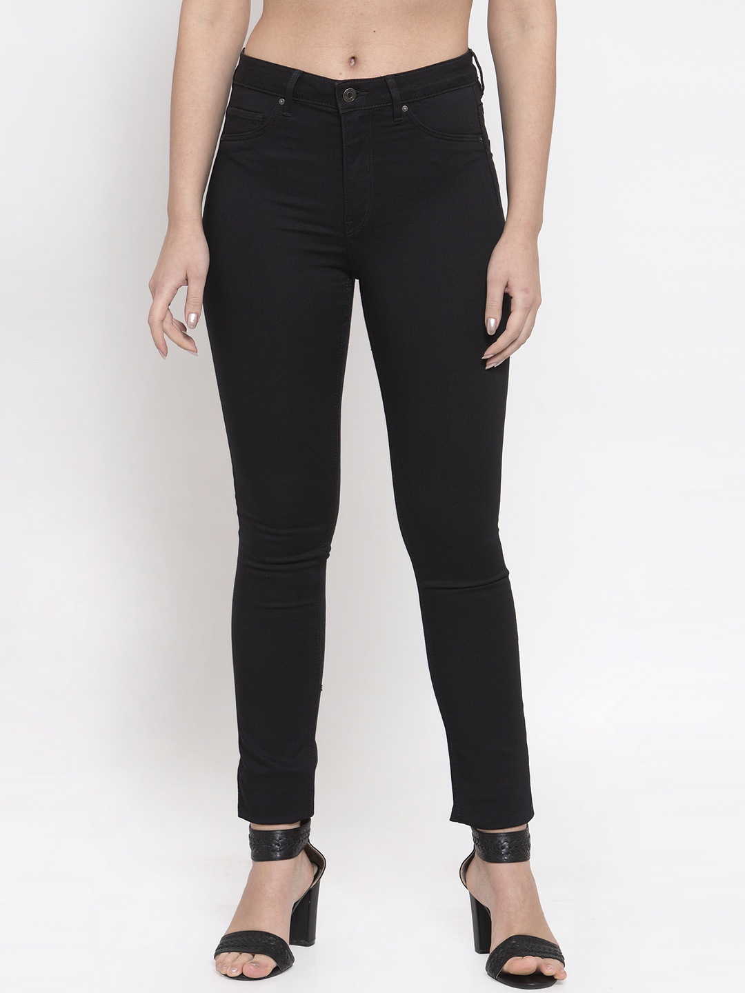 

KLOTTHE Women Black Skinny Fit High-Rise Clean Look Stretchable Jeans