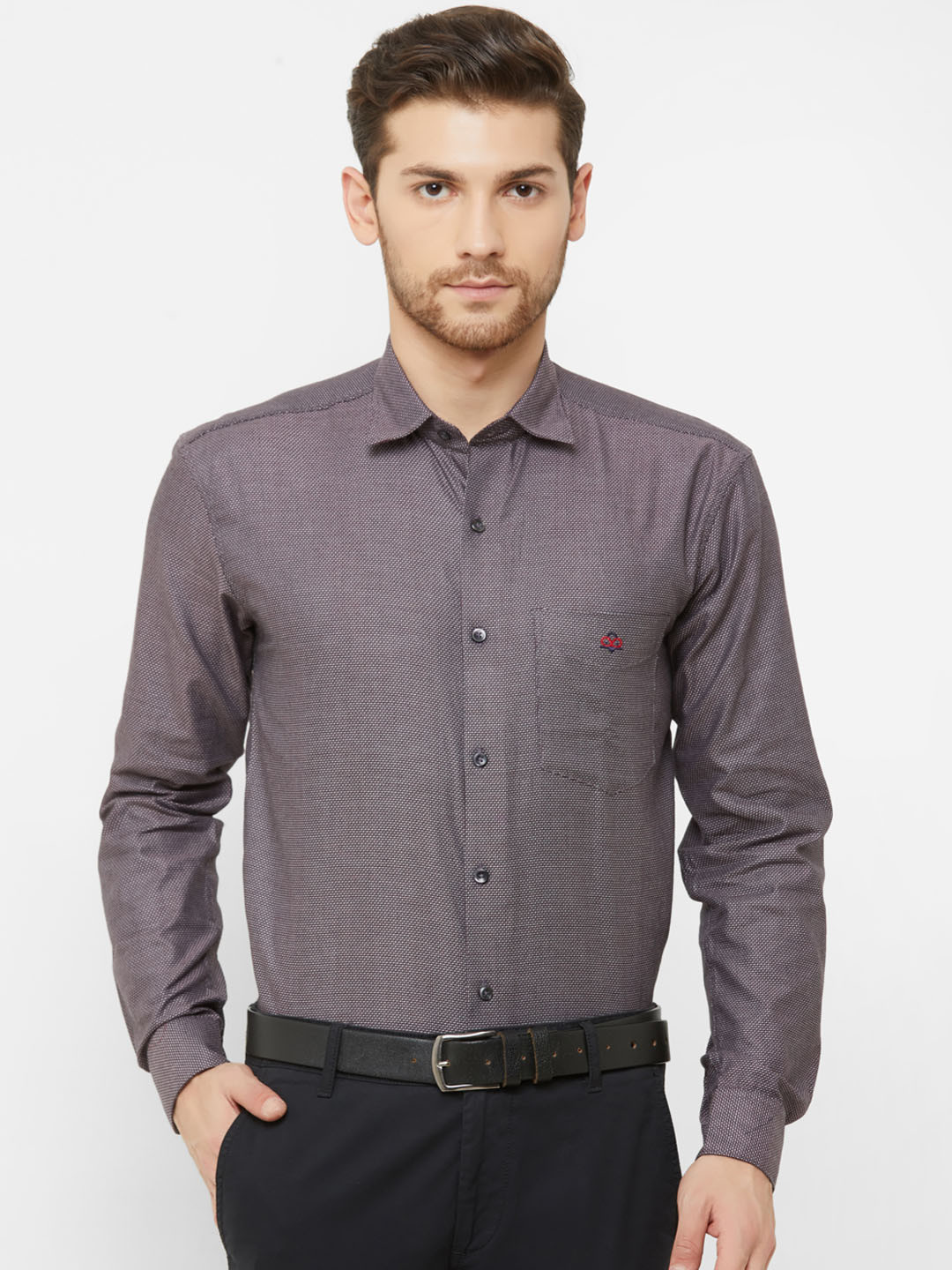 

Donzell Men Brown Comfort Regular Fit Self Design Formal Shirt