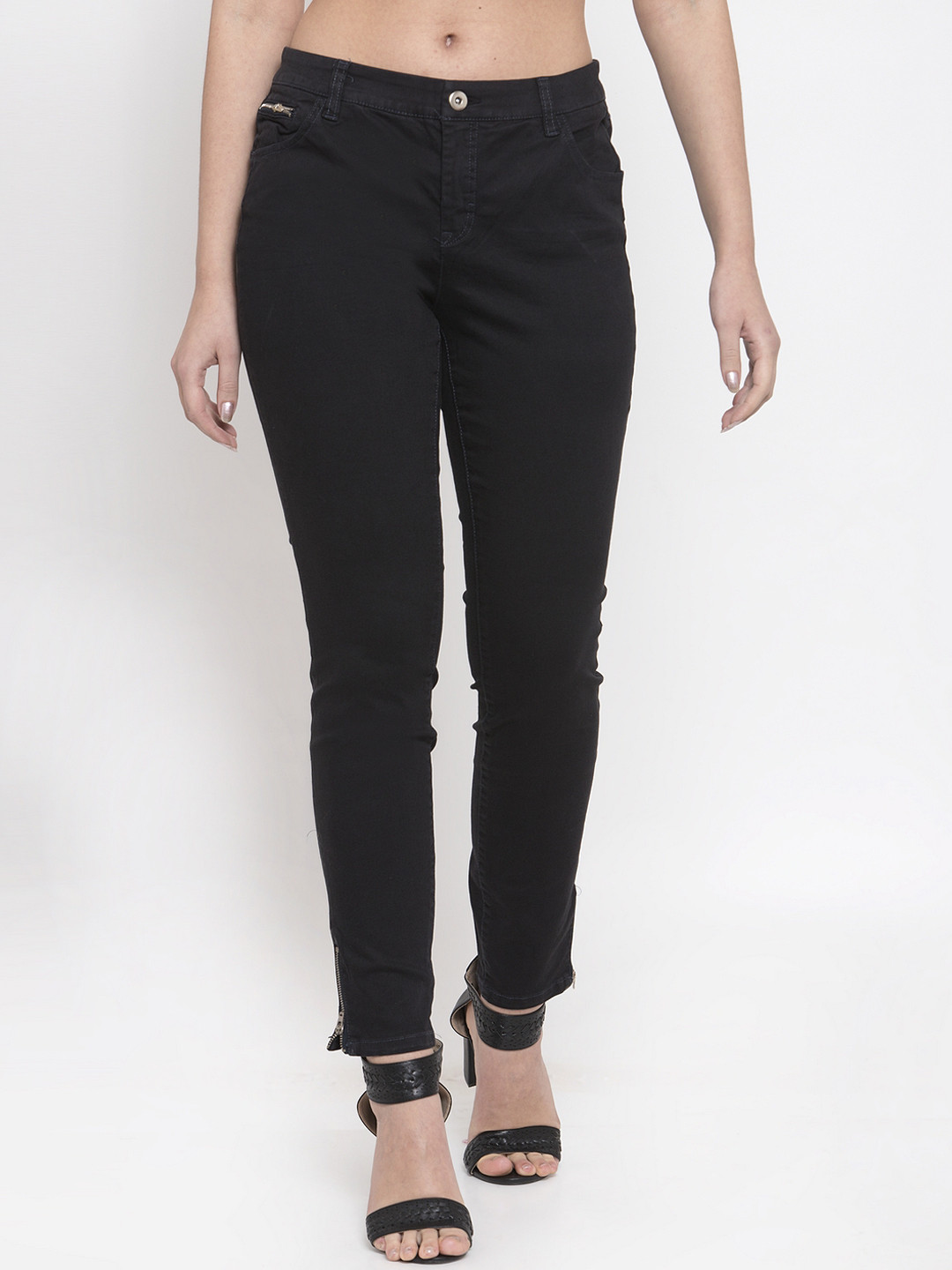 

KLOTTHE Women Black Slim Fit Mid-Rise Clean Look Stretchable Jeans