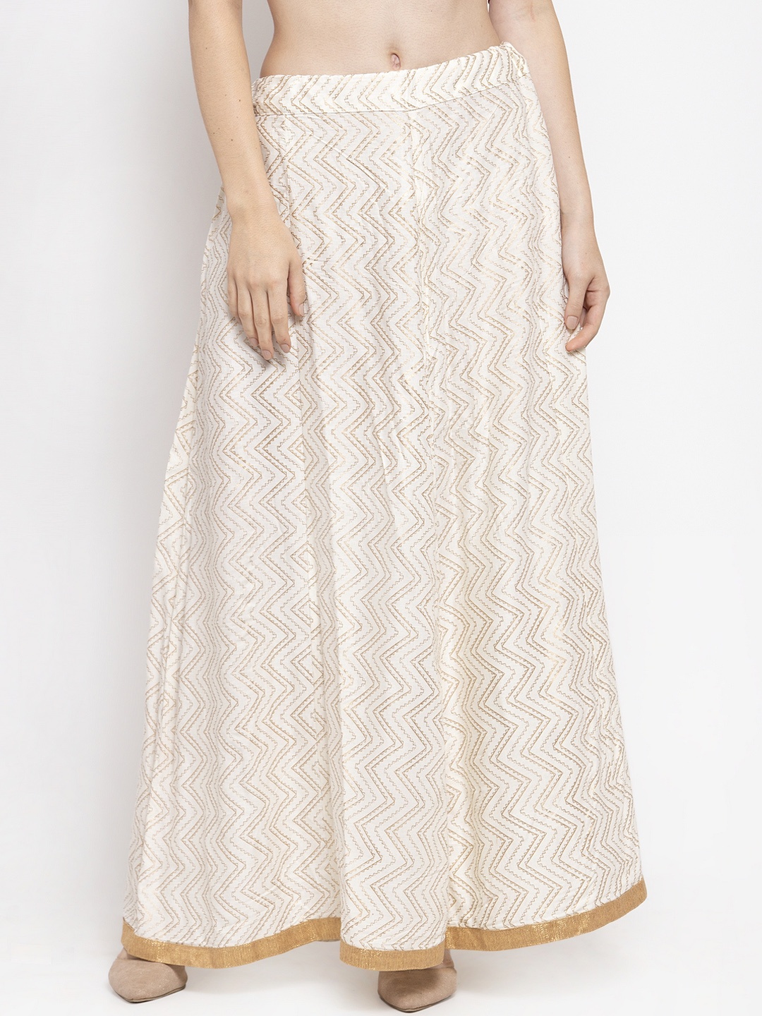 

Clora Creation Women Off-White Printed Flared Maxi Skirt