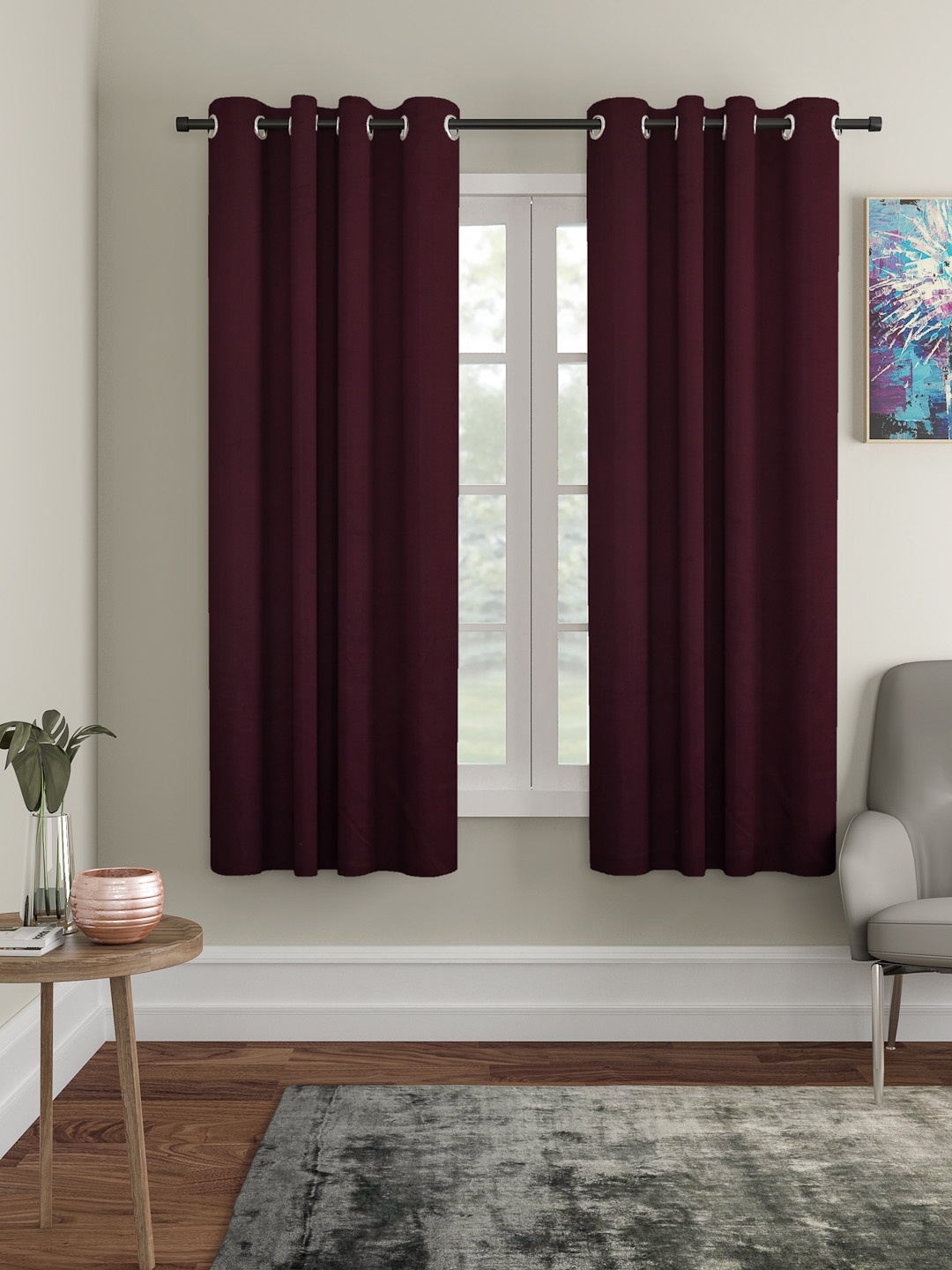 

Cortina Burgundy Set of 2 Window Curtains