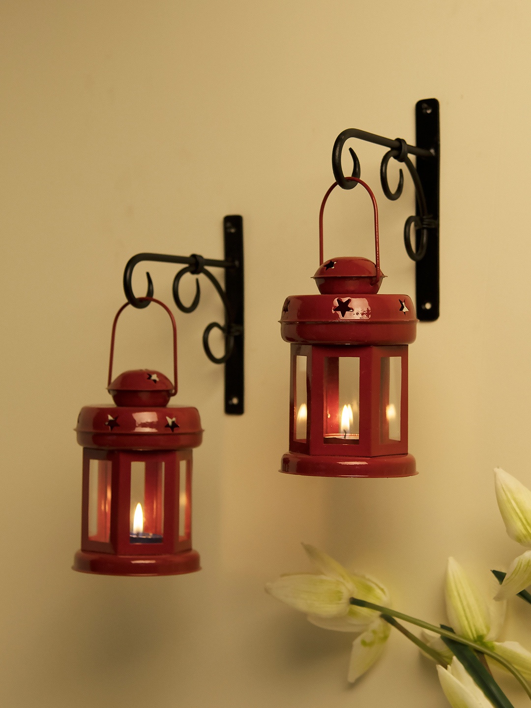 Homesake Set of 2 Light Hanging Lantern, Red