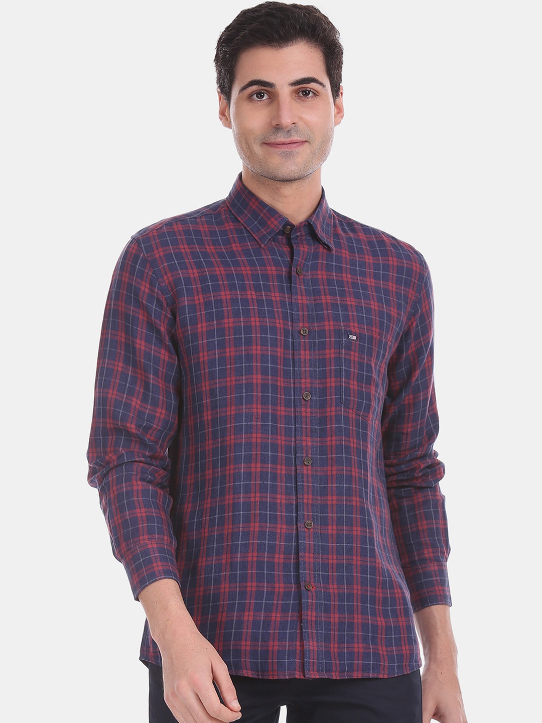 

Arrow Sport Men Blue & Red Regular Fit Checked Casual Shirt