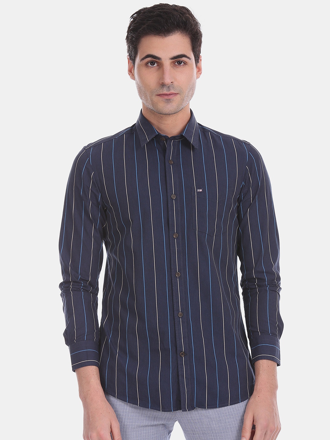 

Arrow Sport Men Blue & White Slim Fit Striped Casual Shirt