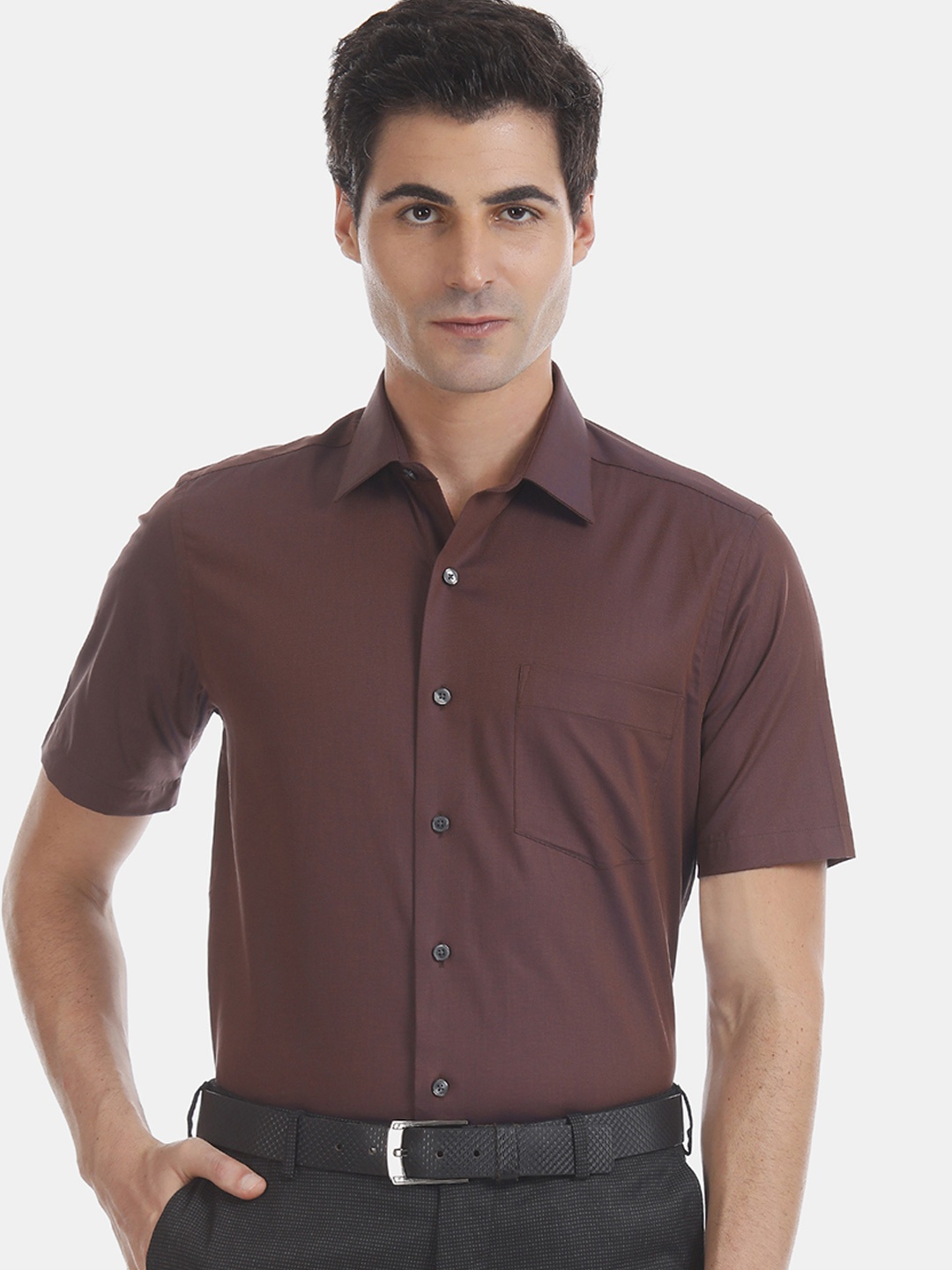 

Arrow Men Brown Regular Fit Solid Formal Shirt