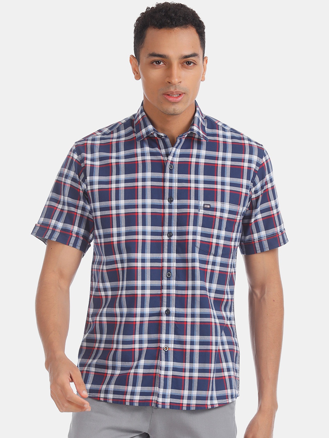 

Arrow Men Blue & White Regular Fit Checked Casual Shirt