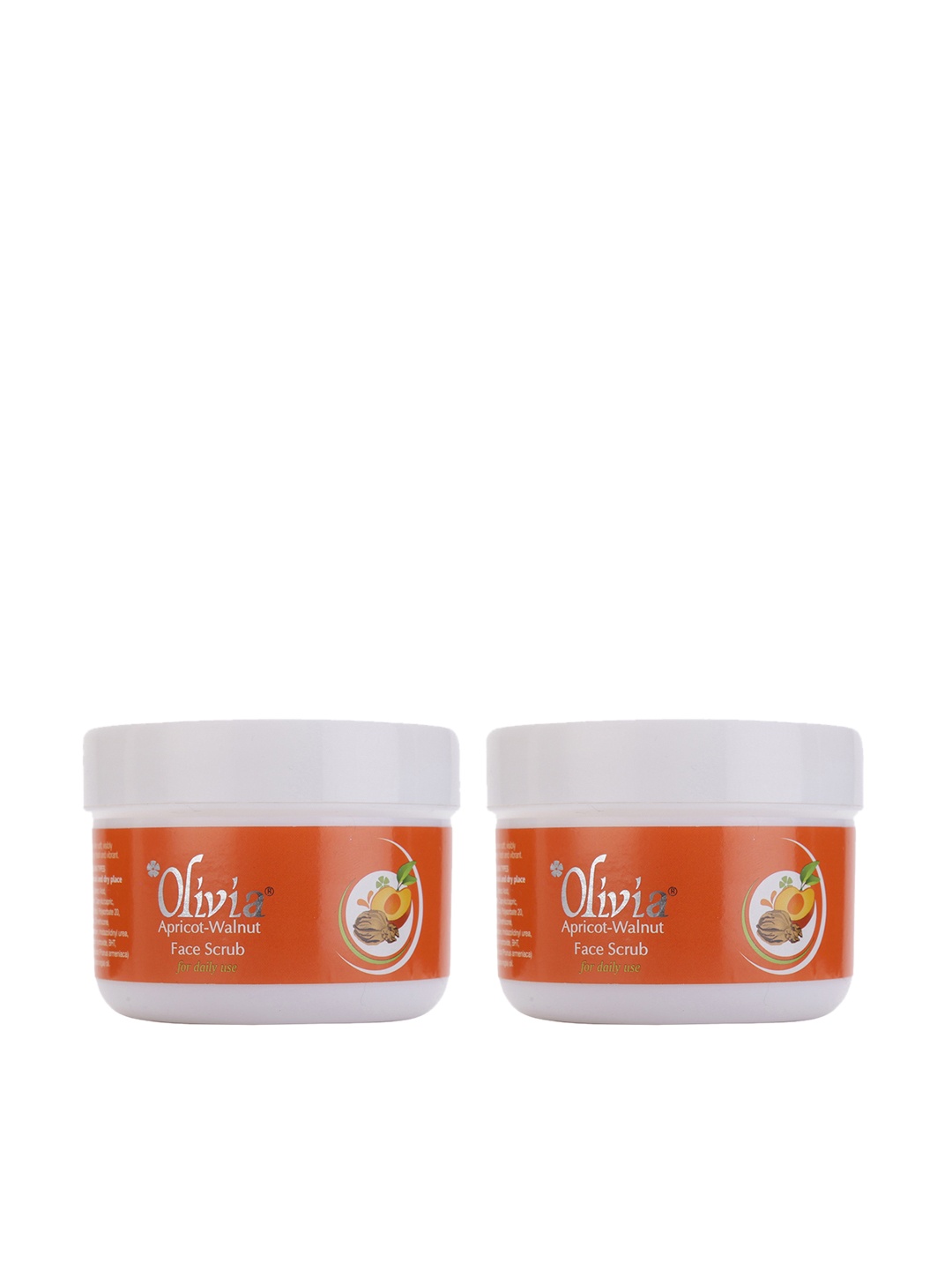 Olivia Women Pack Of 2 Apricot-Walnut Face Scrub 150g, Cream