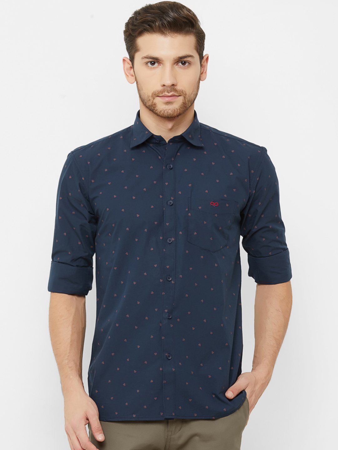 

Donzell Men Navy Blue Comfort Regular Fit Printed Casual Shirt