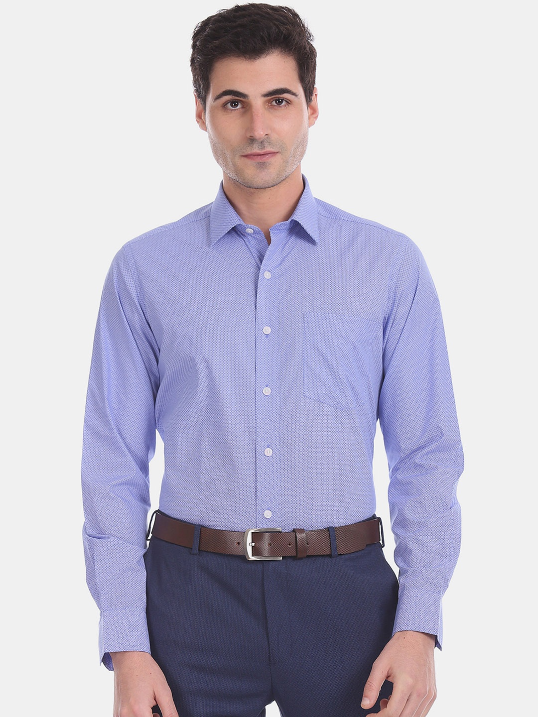 

Arrow Men Blue & White Regular Fit Printed Formal Shirt