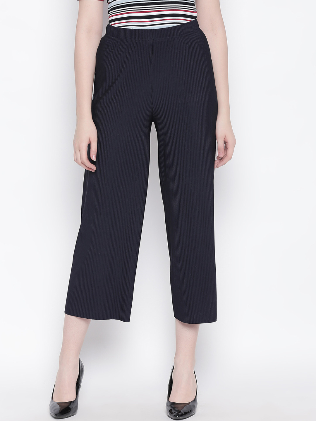 

Honey by Pantaloons Women Navy Blue Regular Fit Solid Culottes