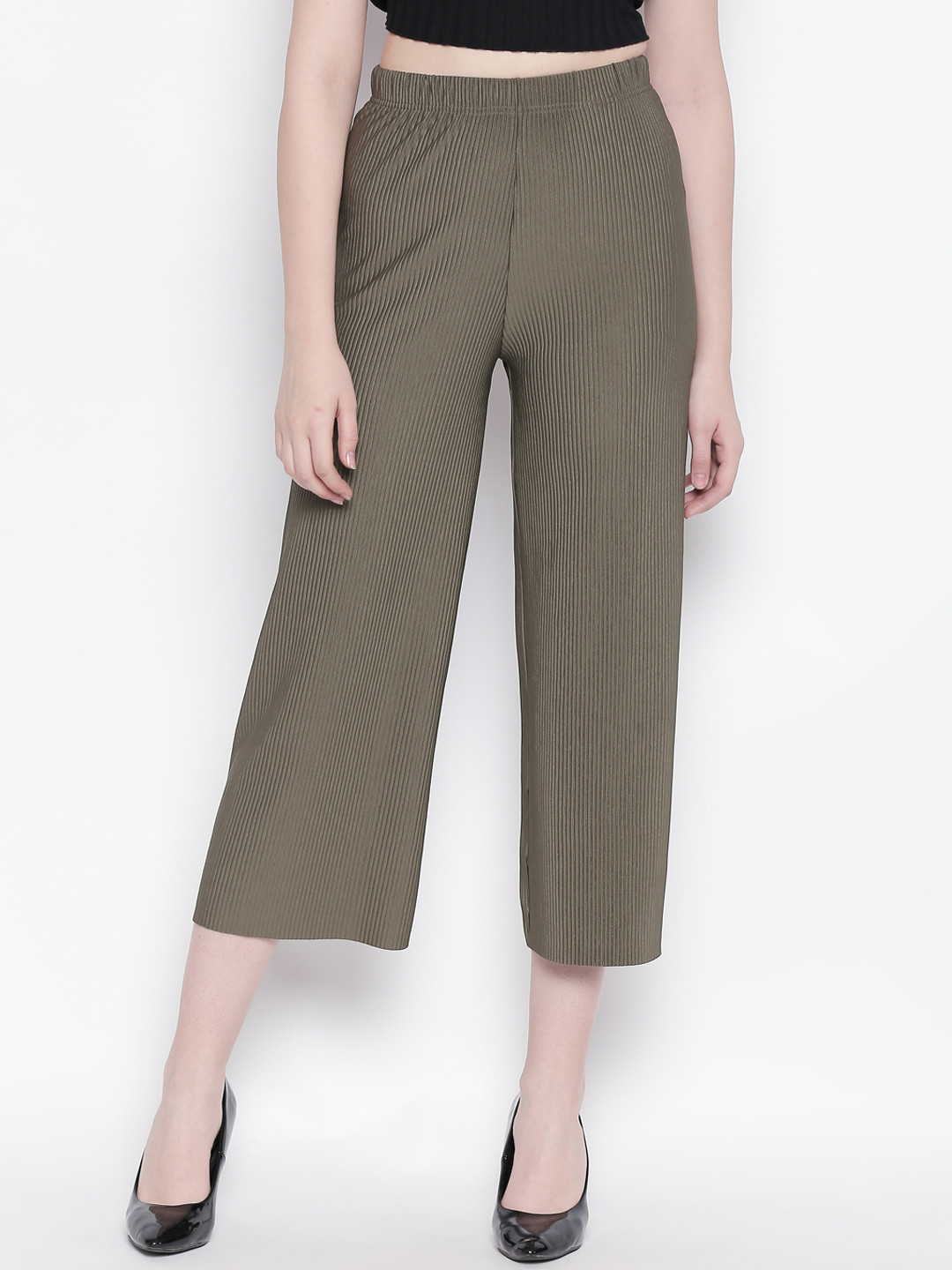 

Honey by Pantaloons Women Green Regular Fit Solid Culottes