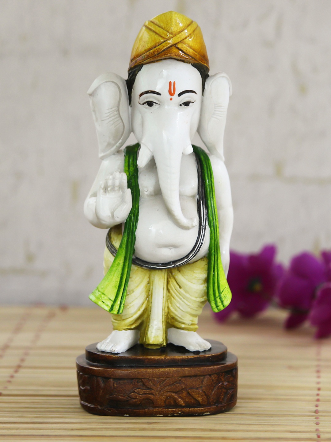 

eCraftIndia White & Yellow Lord Ganesha statue Decorative Showpiece