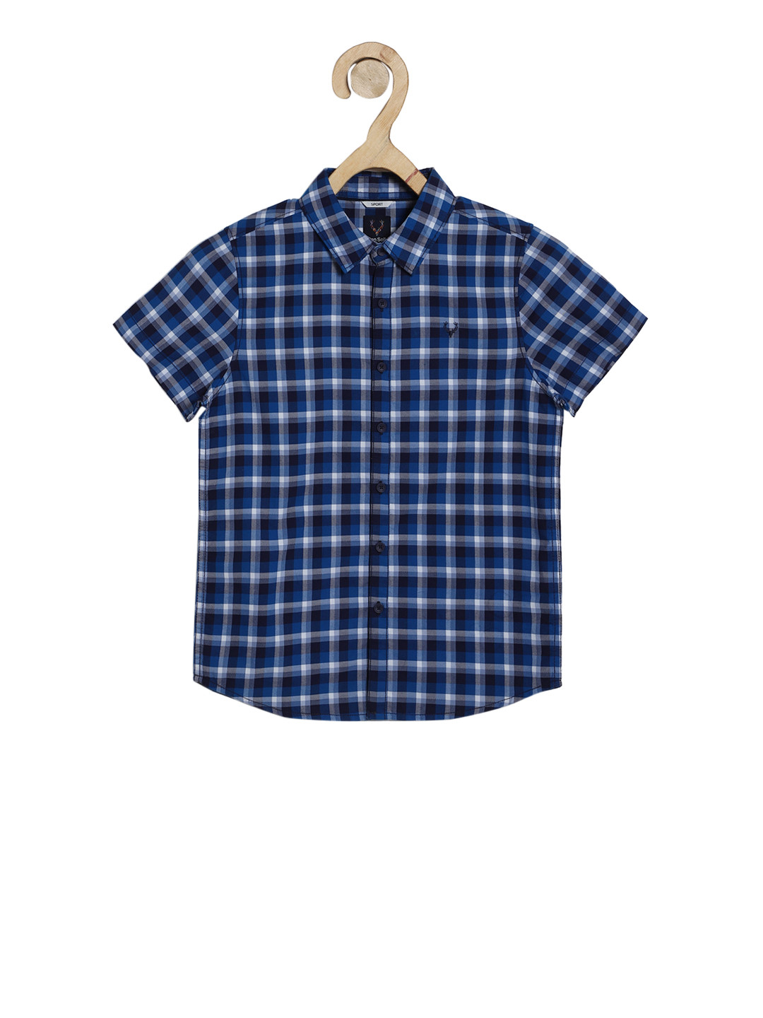 

Allen Solly Junior Boys Navy Blue & White Regular Fit Checked Casual Shirt