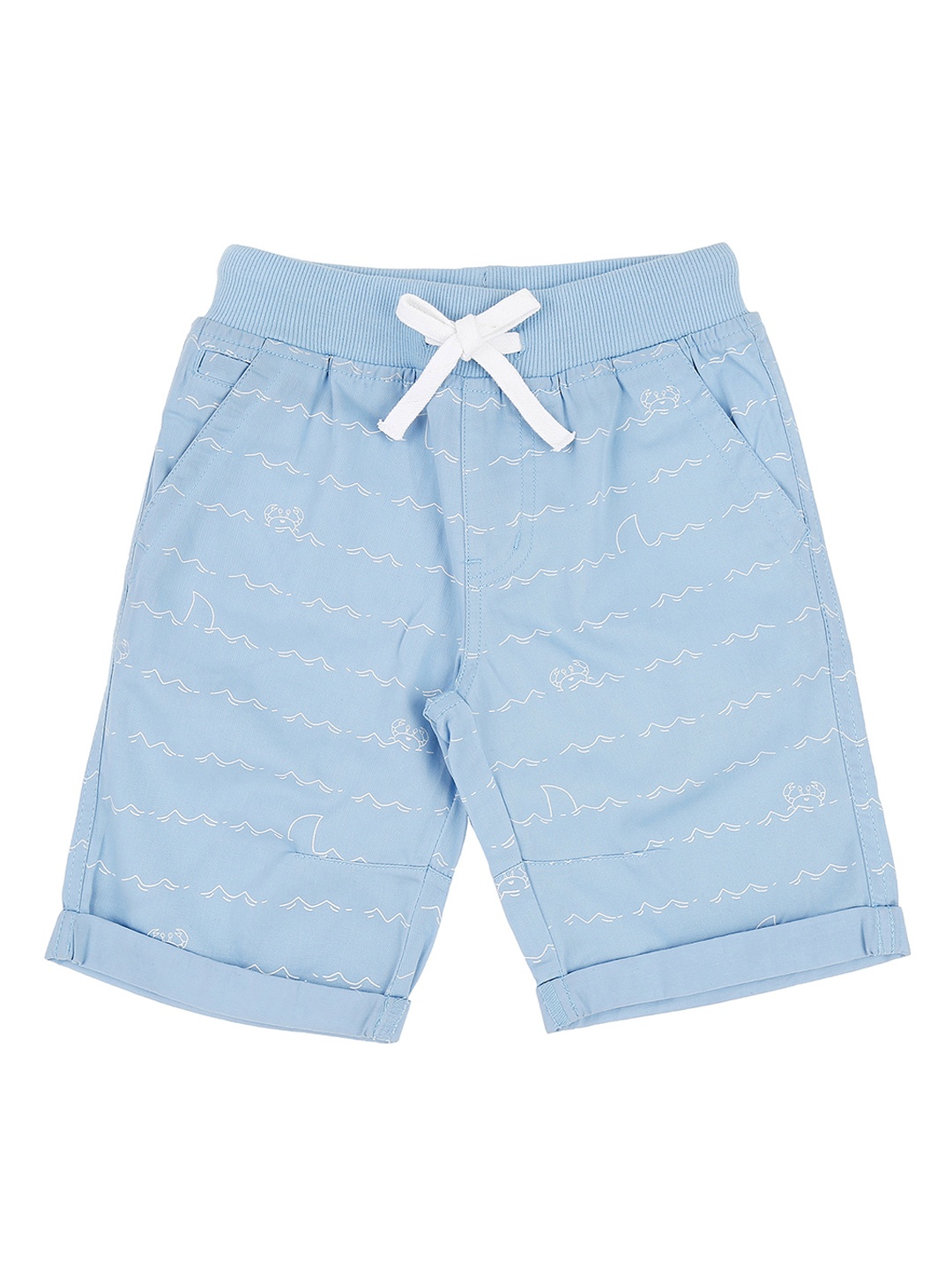 

Pantaloons Junior Boys Blue & White Printed Regular Shorts