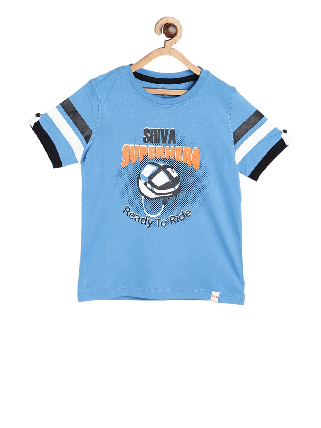 

toothless Boys Blue Shiva Printed Round Neck Pure Cotton T-shirt