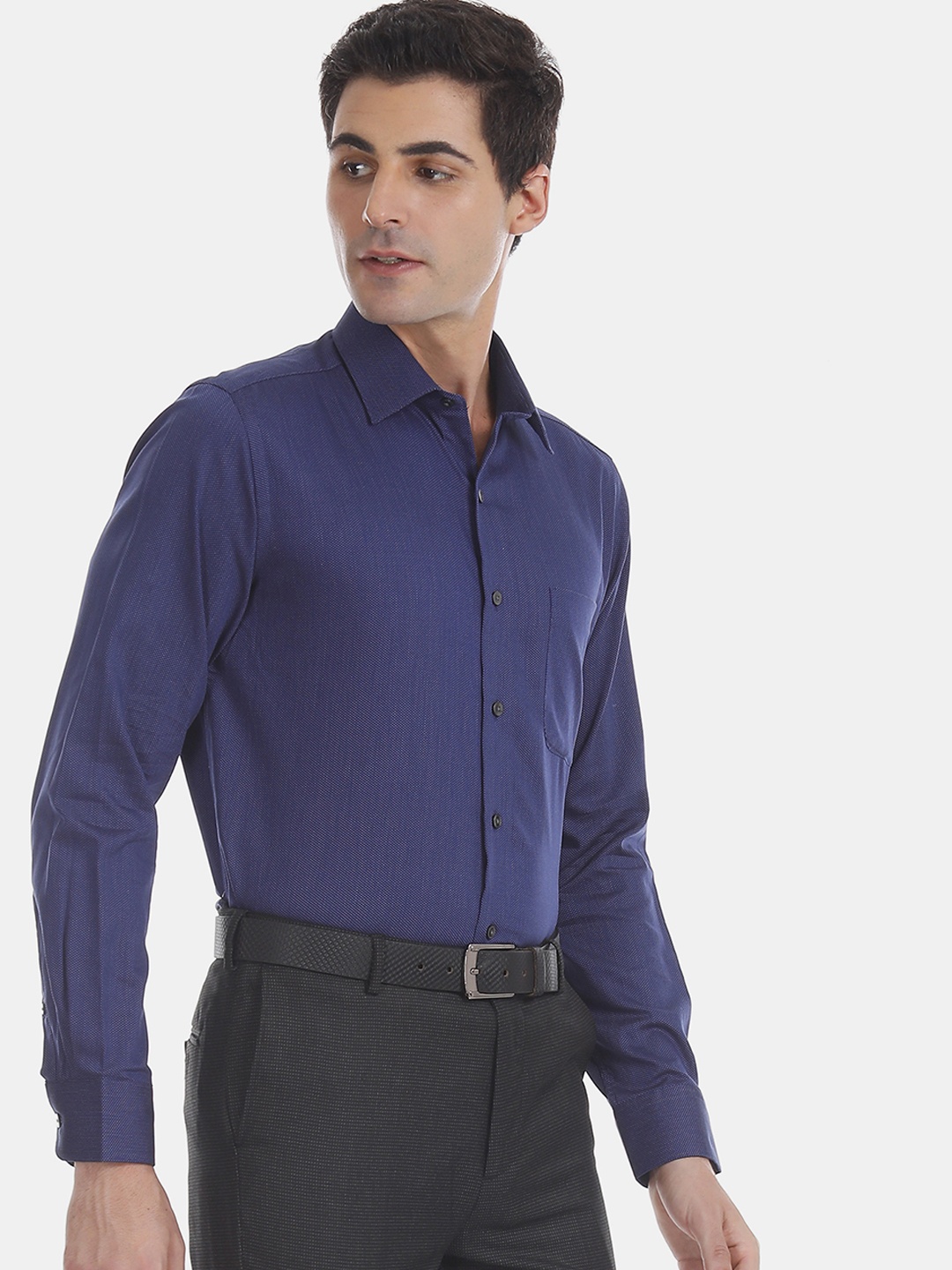 

Arrow Men Blue & White Regular Fit Solid Formal Shirt