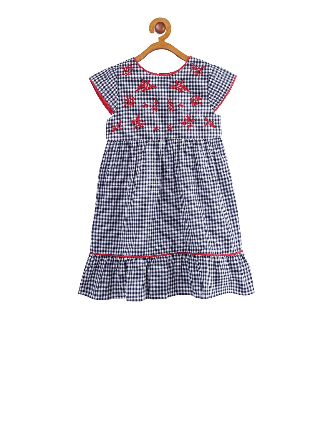 

Miyo Girls Black & White Checked Fit and Flare Dress