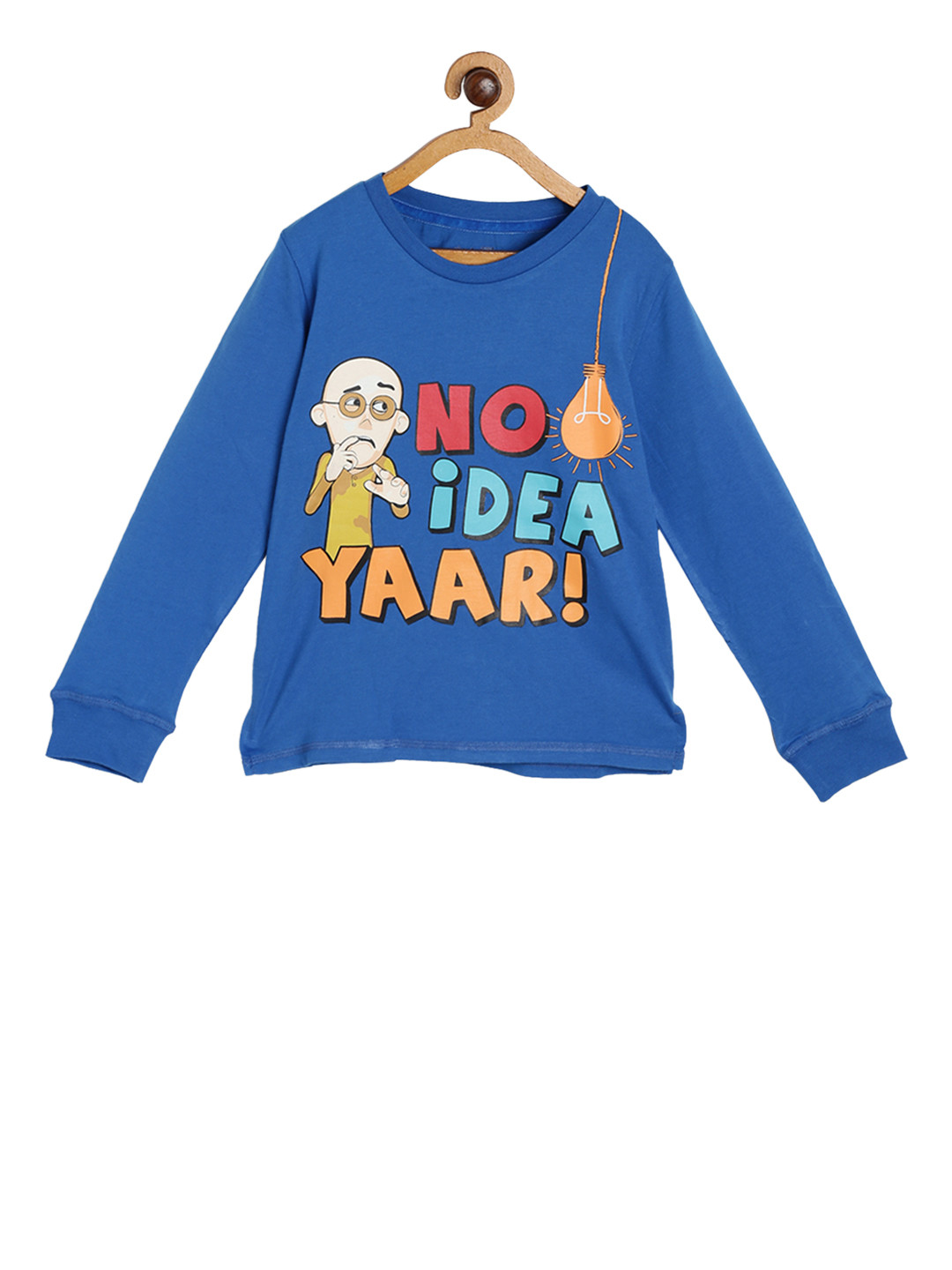 

toothless Boys Blue Motu Patlu Printed Round Neck Pure Cotton T-shirt