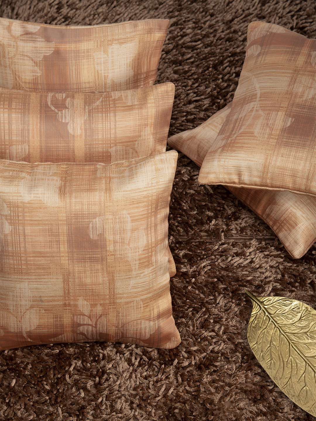 

HOUZZCODE Set of 5 Orange Abstract Square Cushion Covers