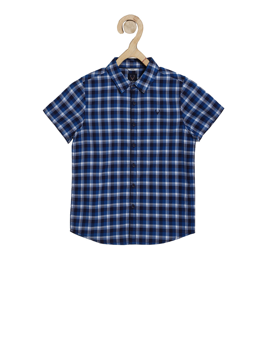 

Allen Solly Junior Boys Navy Blue & White Regular Fit Checked Casual Shirt