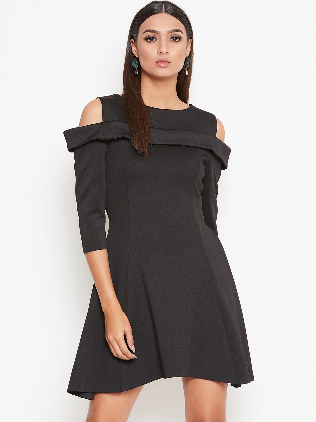 

La Zoire Women Black Solid Fit and Flare Dress