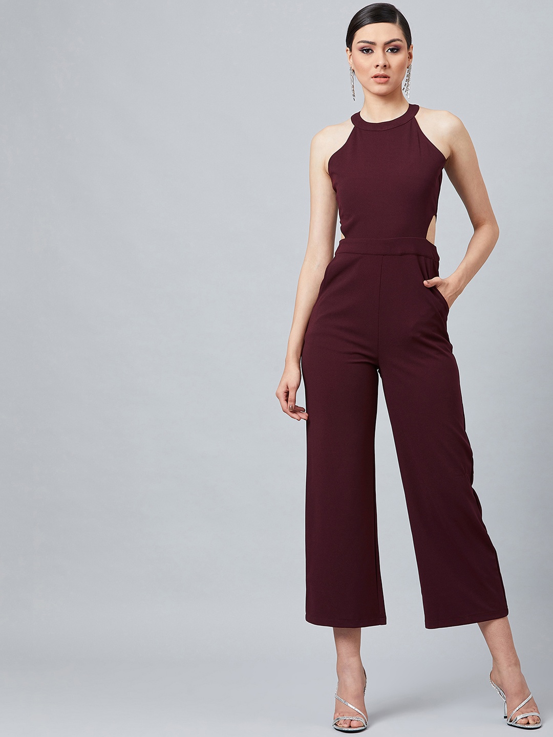 

Athena Women Burgundy Solid Basic Jumpsuit