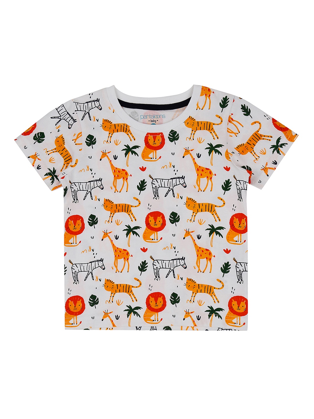 

Pantaloons Baby Girls White Printed Round Neck Pure Cotton T-shirt