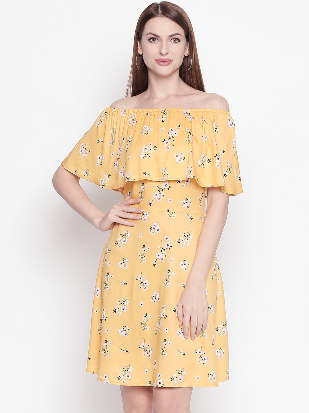 

Honey by Pantaloons Women Yellow Printed Fit and Flare Dress