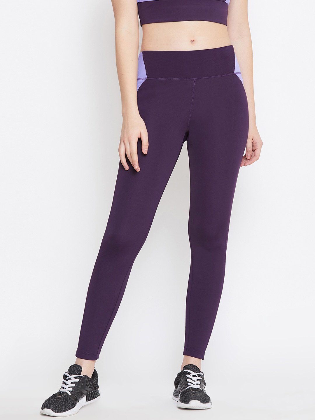 

PERFKT-U Women Purple & Blue Colourblocked Rapid-Dry Training Tights