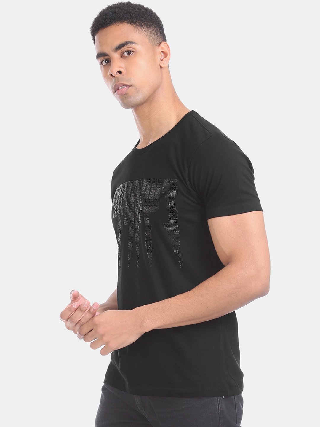 

Ed Hardy Men Black Printed Round Neck T-shirt