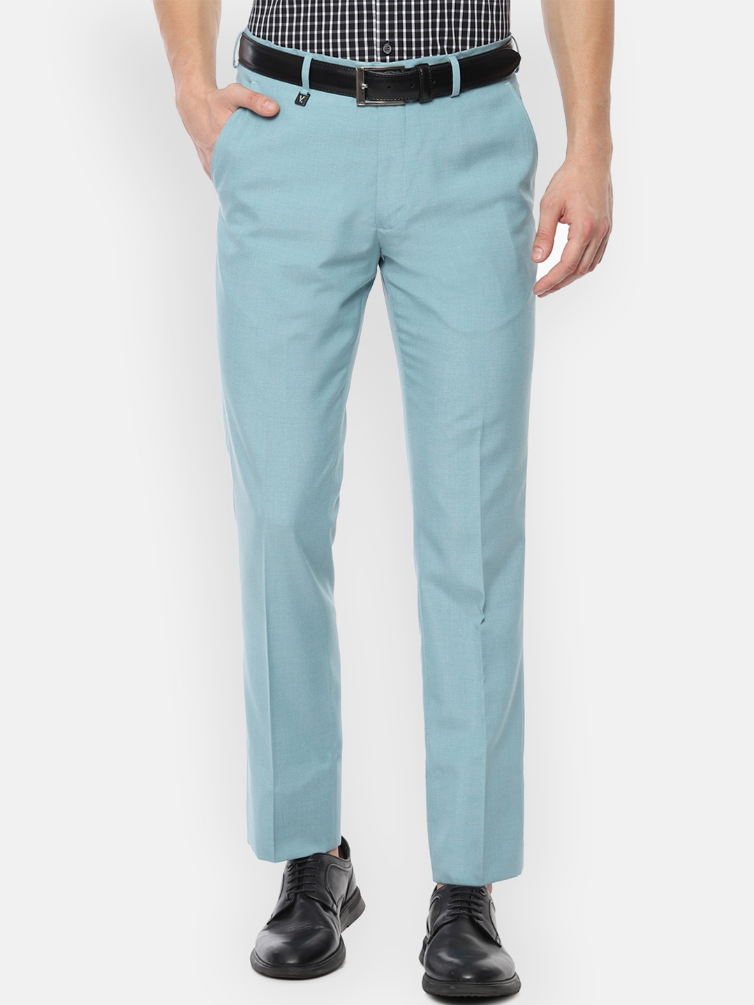 

V Dot Men Blue Slim Fit Solid Regular Trousers