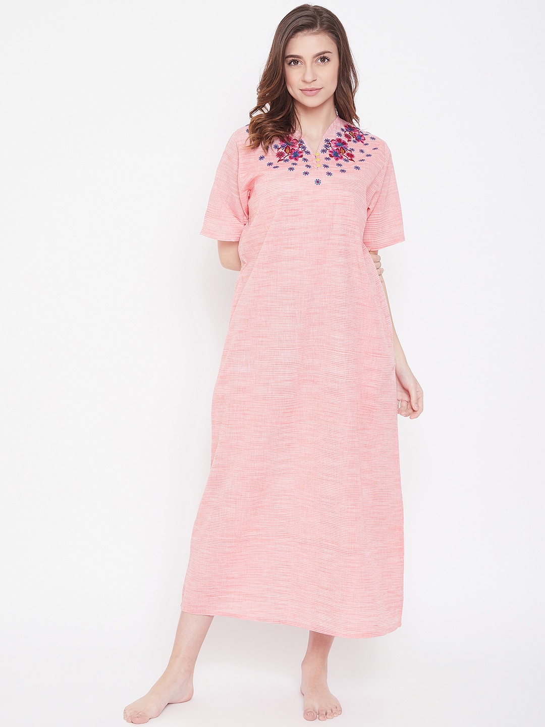 

The Kaftan Company Red Embroidered Nightdress