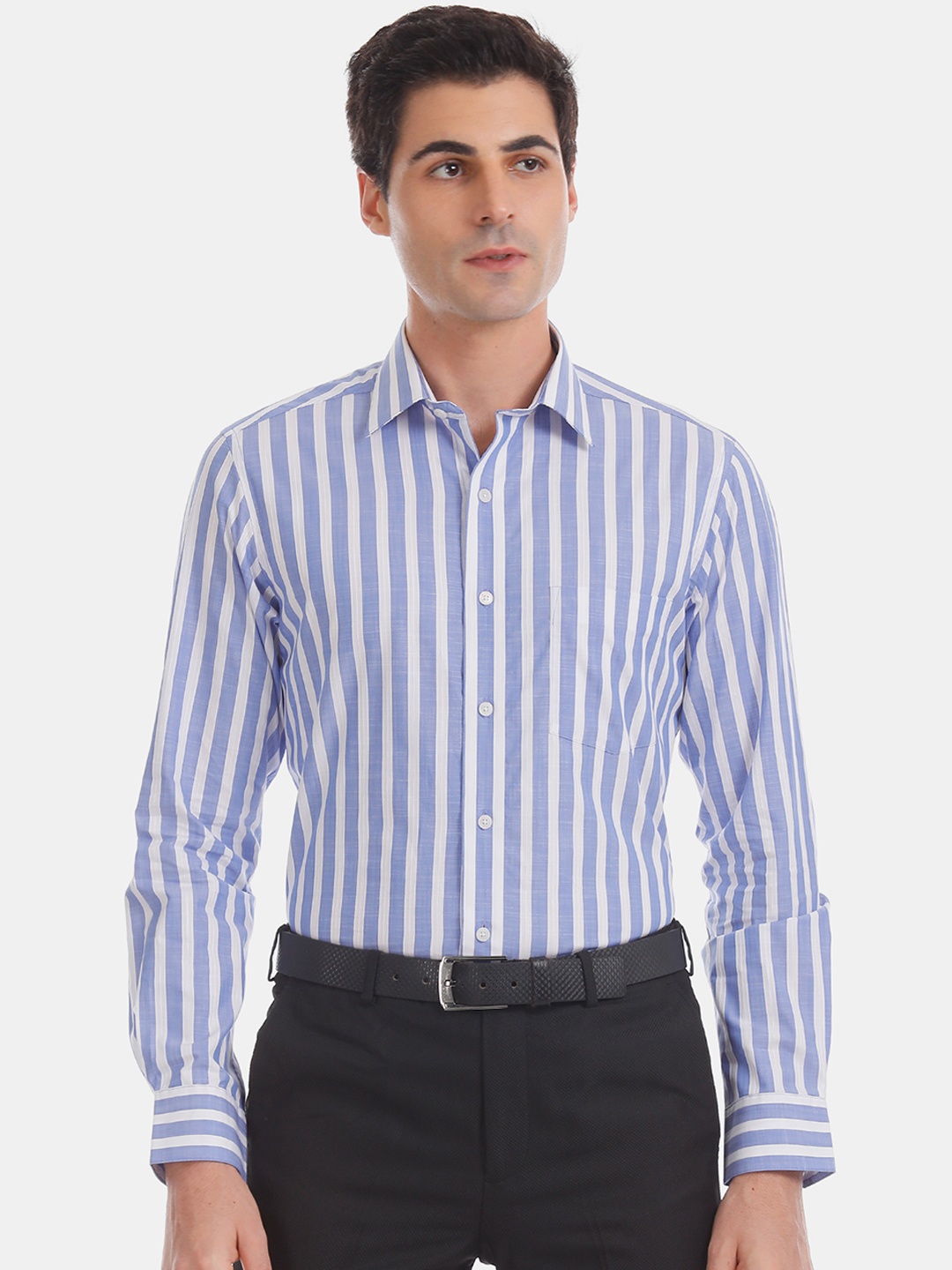 

Arrow Men Blue & White Regular Fit Striped Formal Shirt