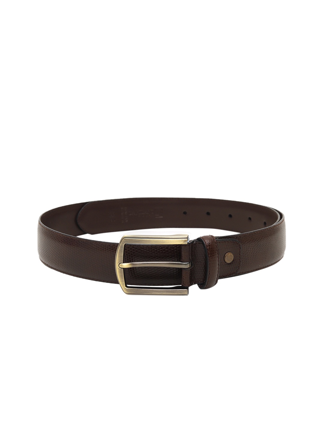 Da Milano Men Brown Textured Leather Belt