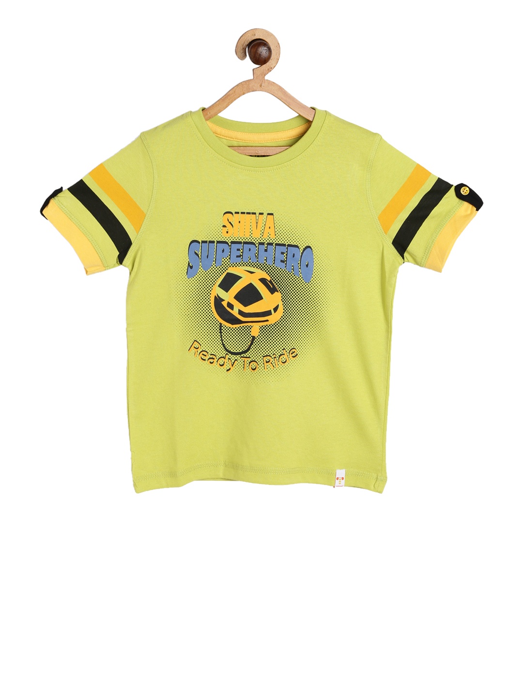 

toothless Boys Green Shiva Printed Round Neck Pure Cotton T-shirt