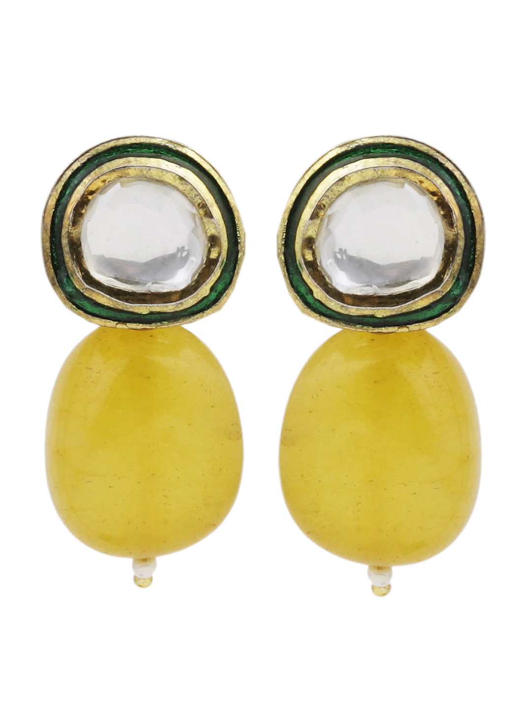 

DUGRISTYLE Yellow Gold-Plated Circular Drop Earrings