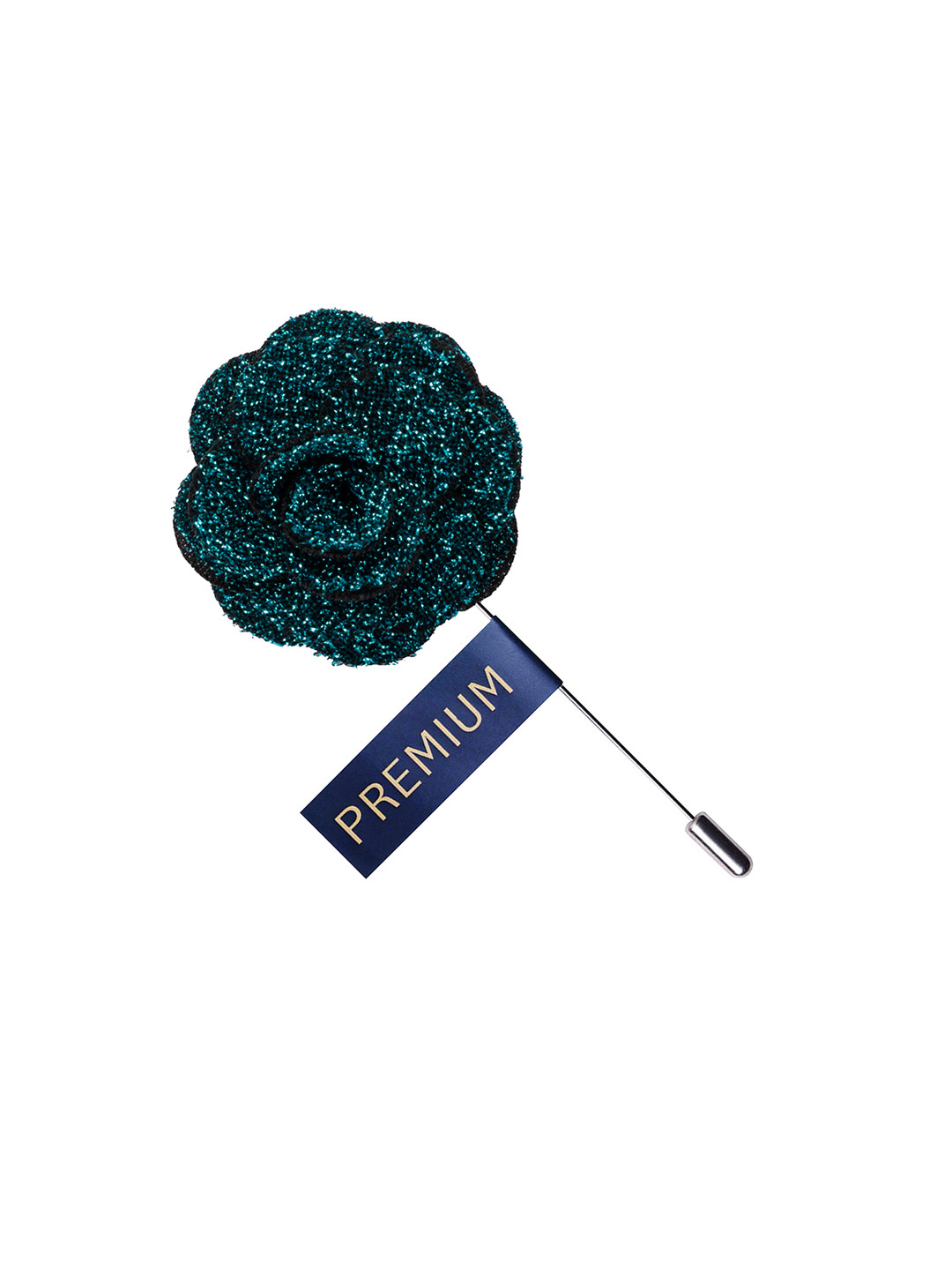 

PELUCHE Unisex Green & Silver-Toned Sparkly Flower Lapel Pin